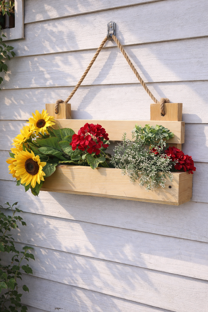 Rustic Wooden Hanging Flower Planter