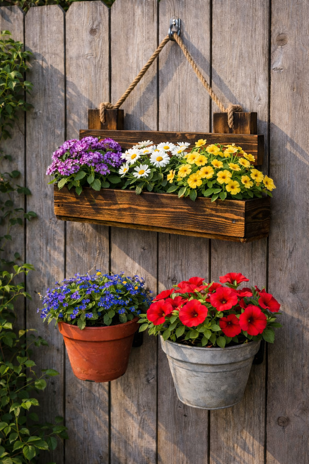 Rustic Wooden Hanging Flower Planter